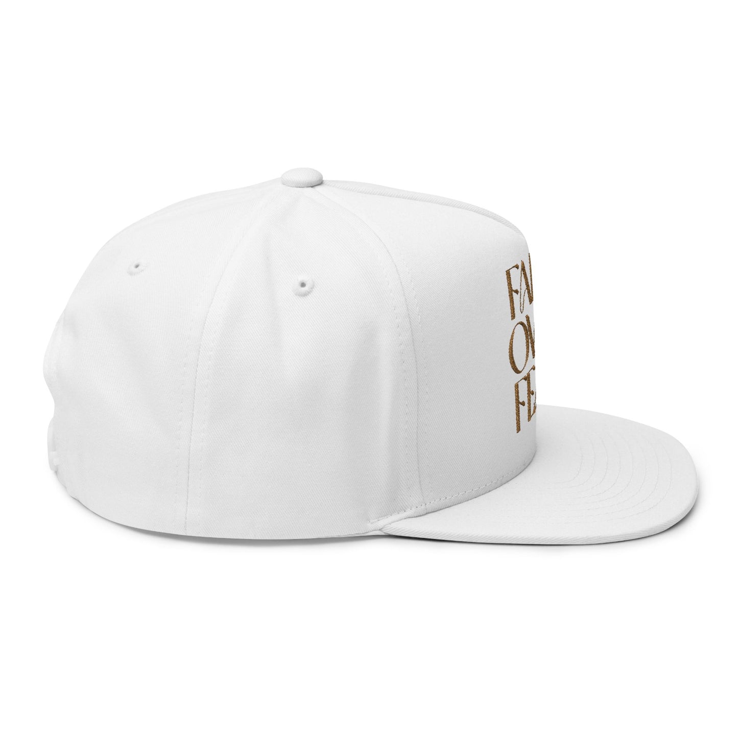 (White) Faith Over Fear - Embroidered Flat Bill Cap