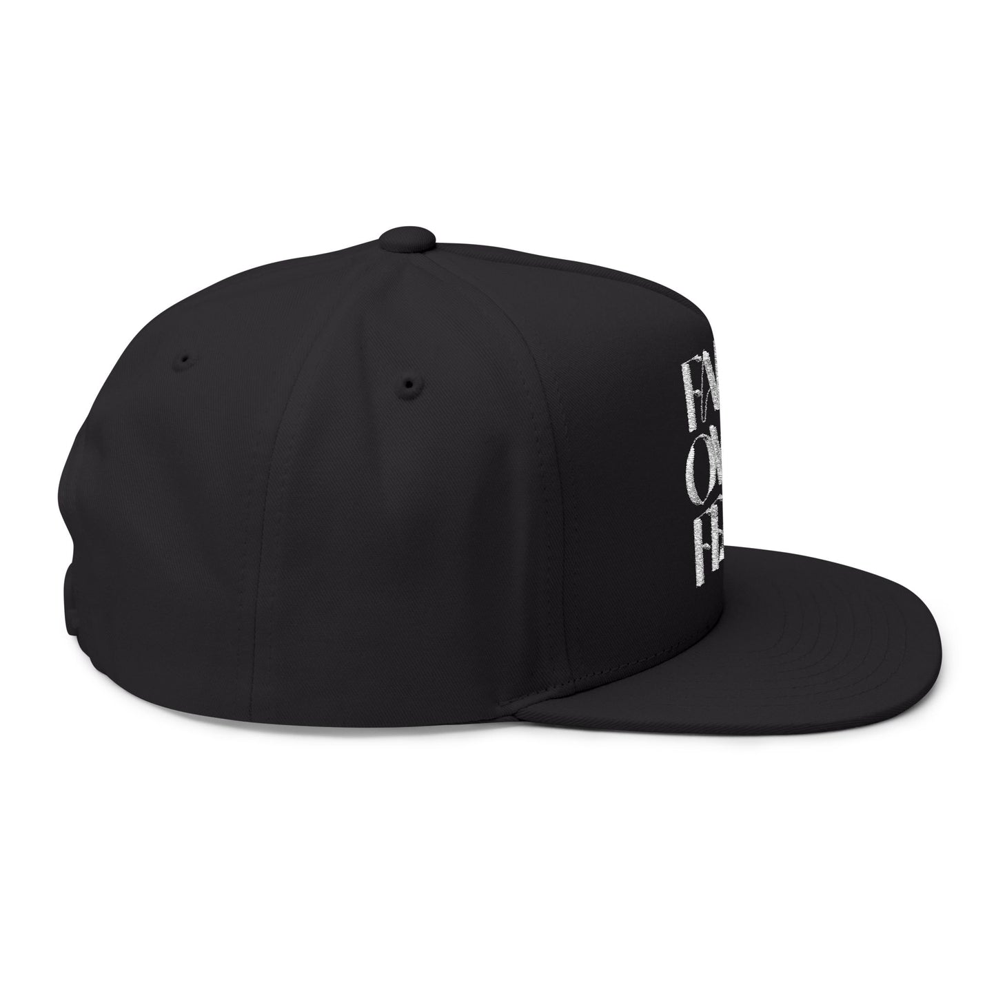 (Black) Faith Over Fear - Embroidered Flat Bill Cap