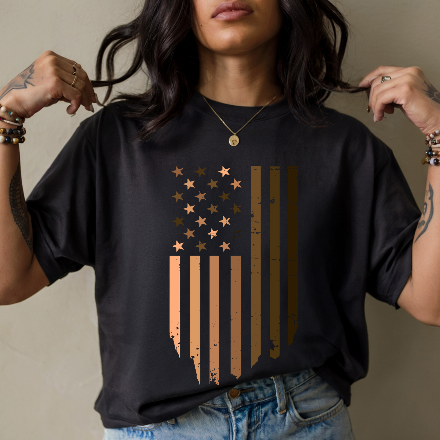 Black Pride American Flag Tee