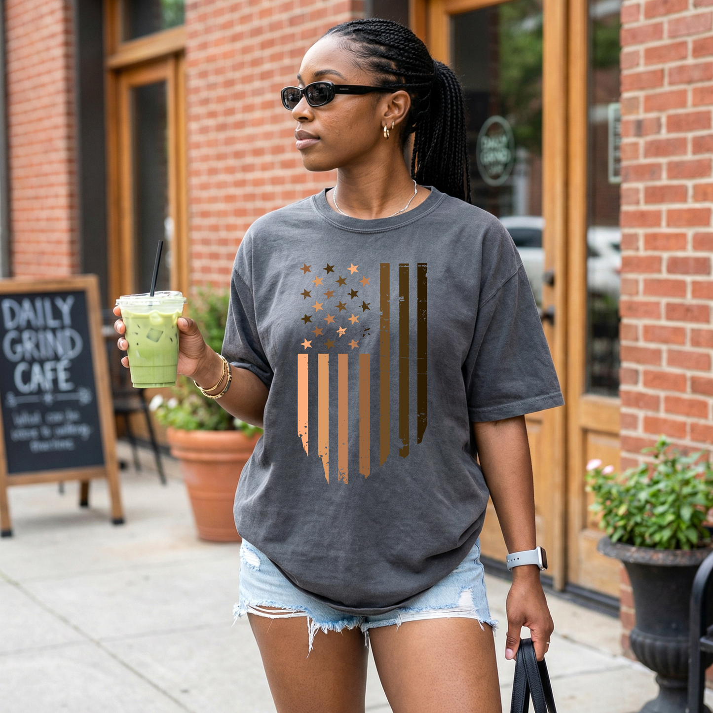 Black Pride American Flag Tee